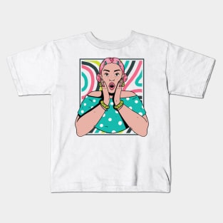 Chisme Queen Pop Art Portrait of Young Woman Kids T-Shirt